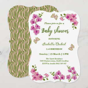 Invitation Baby shower à papillons tropicaux d'Orchidées