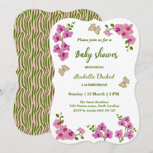 Invitation Baby shower à papillons tropicaux d'Orchidées