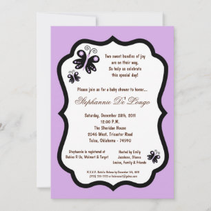 Invitation Baby shower à papillons violet léger 5x7