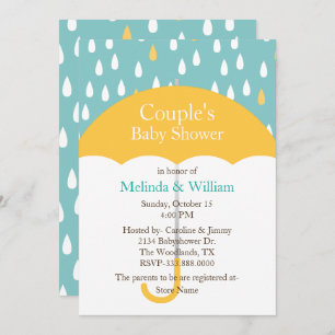 Invitation Baby shower à parapluie jaune