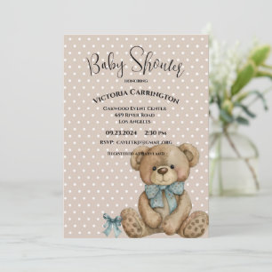 Invitation Baby shower À petits pois Teddy Bear
