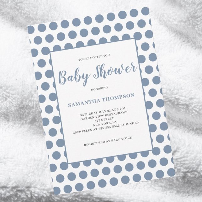 Invitation Baby shower à points Polka Bleu (Créateur téléchargé)