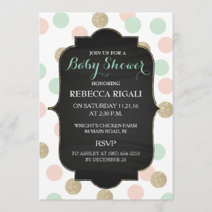 Invitation Baby shower à points polka ~ Neutre selon le sexe