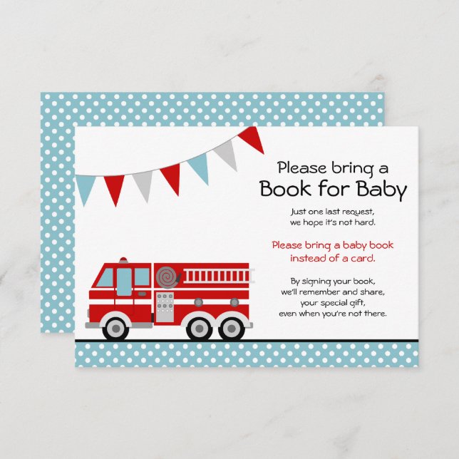 Invitation Baby shower à pots Polka pour camion d'incendie Ap (Devant / Derrière)