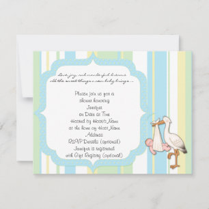 Invitation Baby shower à rayures bleues