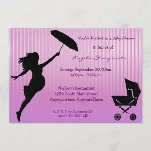 Invitation Baby shower à rayures roses