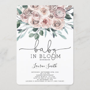 Invitation Baby shower à rose fleuri chic boho