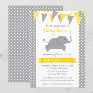 Invitation Baby shower à soute à base de Polka de l'éléphant 