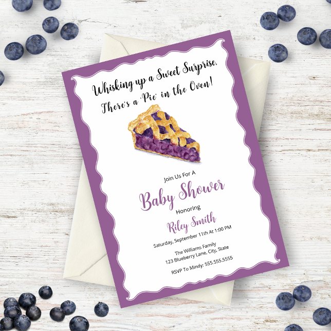 Invitation Baby shower à tarte bleu Aquarelle (Charming design, mouthwatering allure, and personalization make a memorable celebration! )