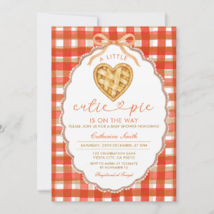 Invitation Baby shower à tarte En vichy coeur rouge