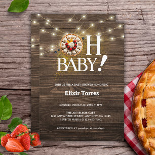 Invitation Baby shower à tarte rustique Oh Baby Cutie