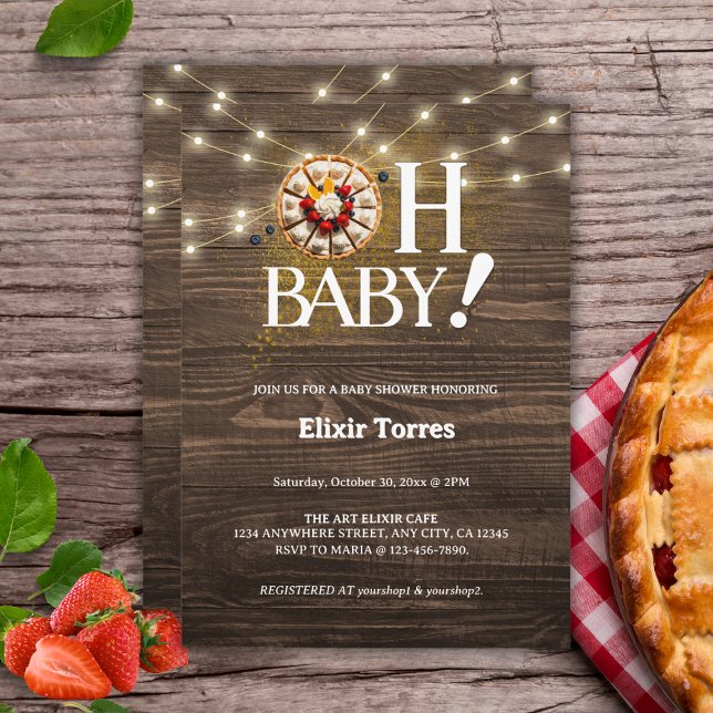 Invitation Baby shower à tarte rustique Oh Baby Cutie (Créateur téléchargé)