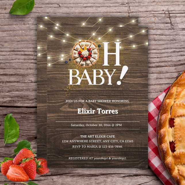 Invitation Baby shower à tarte rustique Oh Baby Cutie (Créateur téléchargé)