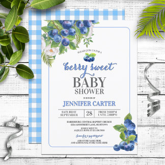 Invitation Baby shower à thème Berry Sweet Blueberry