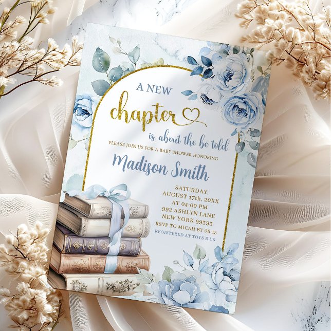 Invitation Baby shower à thème Blue Gold Boy (Créateur téléchargé)