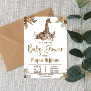 Invitation Baby shower à thème Brown Giraffe