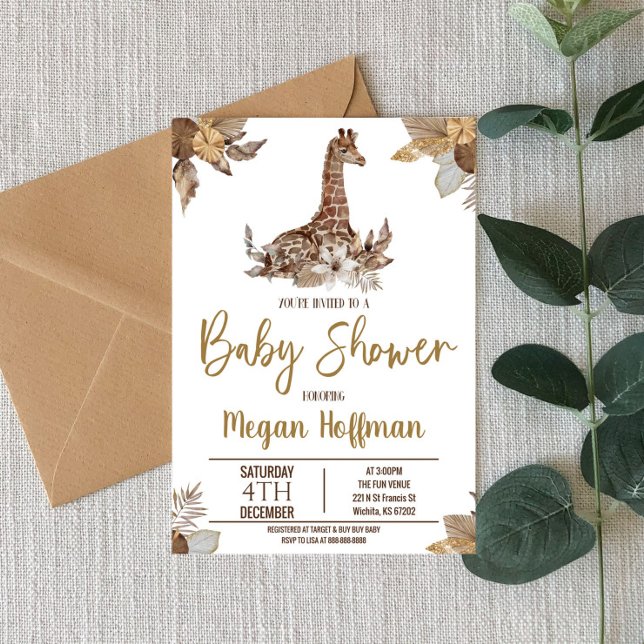 Invitation Baby shower à thème Brown Giraffe (Créateur téléchargé)