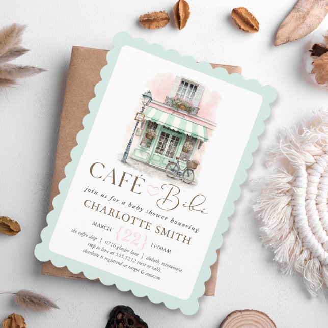 Invitation Baby Shower à thème Café Bébé Paris (Café Bébé Paris Themed Baby Shower Invitation
#cafébébé
#cafébébébabyshower
#parisbabyshowertheme)