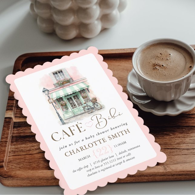 Invitation Baby Shower à thème Café Bébé Paris (Café Bébé Paris Themed Baby Shower Invitation
#cafébébé
#stylishbabyshower
#parisbabyshower
)