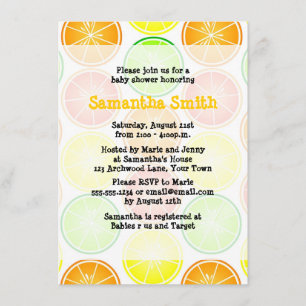 Invitation Baby shower à thème Citrus