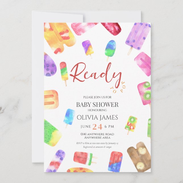 Invitation Baby shower à thème crème glacée (Devant)