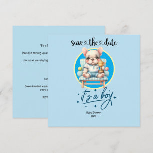 Invitation Baby shower à thème de tennis - Bleu &