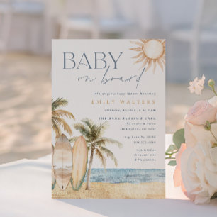 Invitation Baby shower à thème du Surf de plage côtière