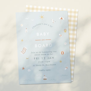 Invitation baby shower À Thème En vichy Plage "Baby On Board"
