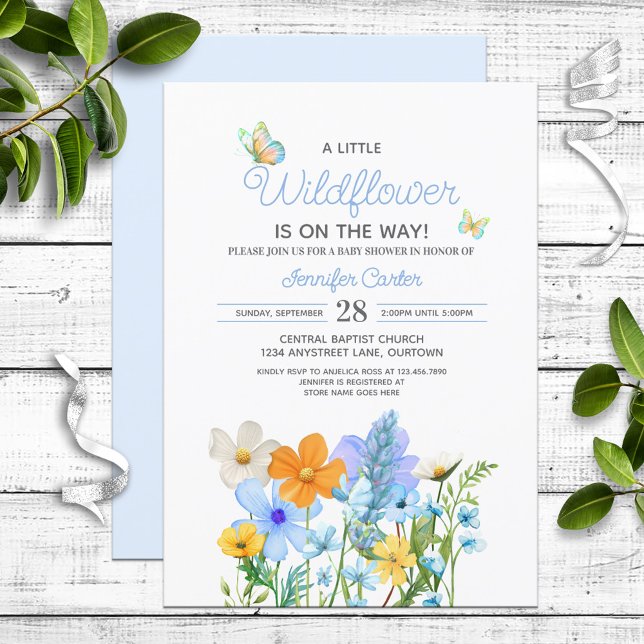 Invitation Baby shower à thème fleur sauvage (Créateur téléchargé)
