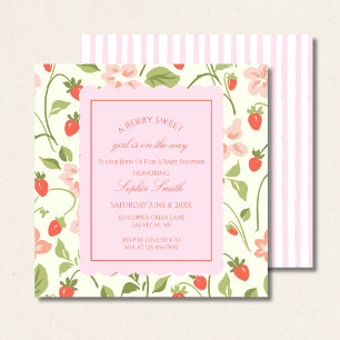 Invitation Baby shower à thème fraise Carré