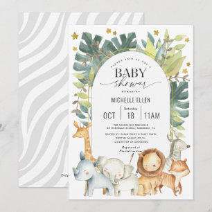 Invitation Baby shower à thème Jungle moderne Safari
