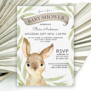 Invitation Baby shower à thème lapin branché