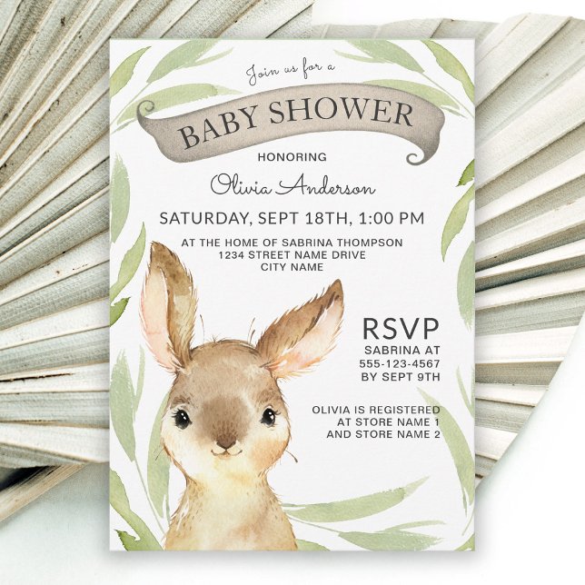 Invitation Baby shower à thème lapin branché (Créateur téléchargé)