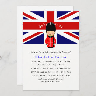 Invitation Baby shower à thème Londres Union Jack