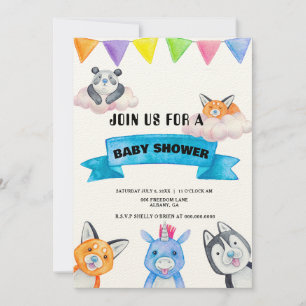 Invitation Baby shower à thème Personnalisé pour bébés animau
