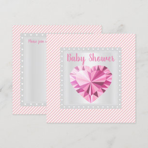 Invitation Baby shower à thème Pink Grey Stripe Princess