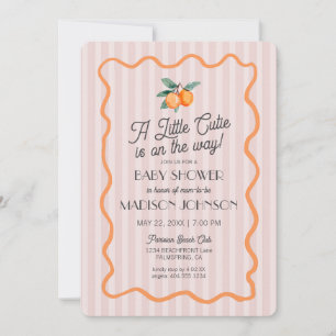 Invitation Baby shower À Thème Pink Little Cutie Pastel Citru