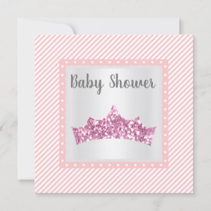 Invitation Baby shower à thème Pink Stripe Princess