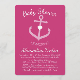Invitation Baby shower à thème rose nautique