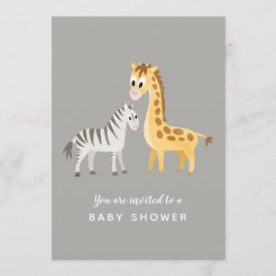 Invitation Baby shower à thème Safari Zebra et Giraffe