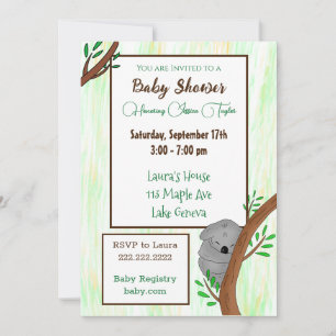 Invitation Baby shower à thème Sleepy Koala