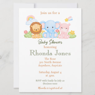 Invitation Baby shower à thème tendance Jungle