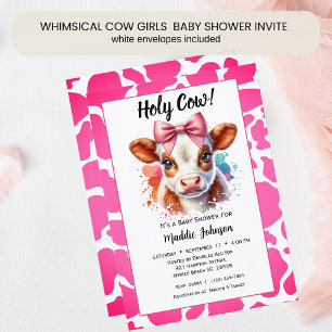 Invitation Baby shower à thème Whimsical Pink Cow Farm