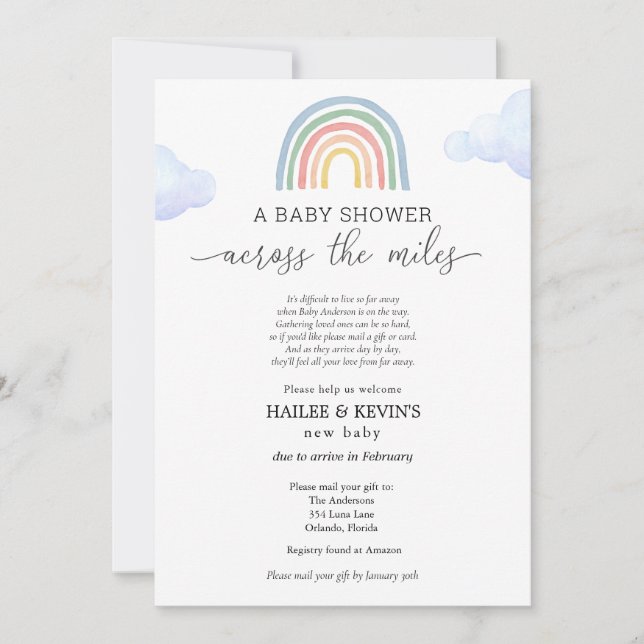 Invitation Baby shower à travers les kilomètres (Devant)