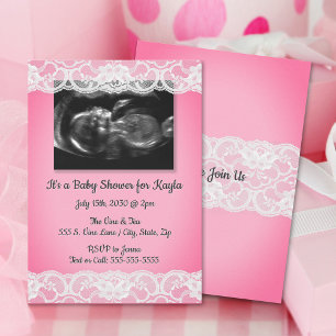 Invitation Baby shower à ultrasons et dentelle