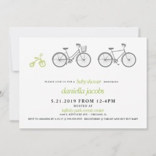 Invitation Baby shower à vélo vert