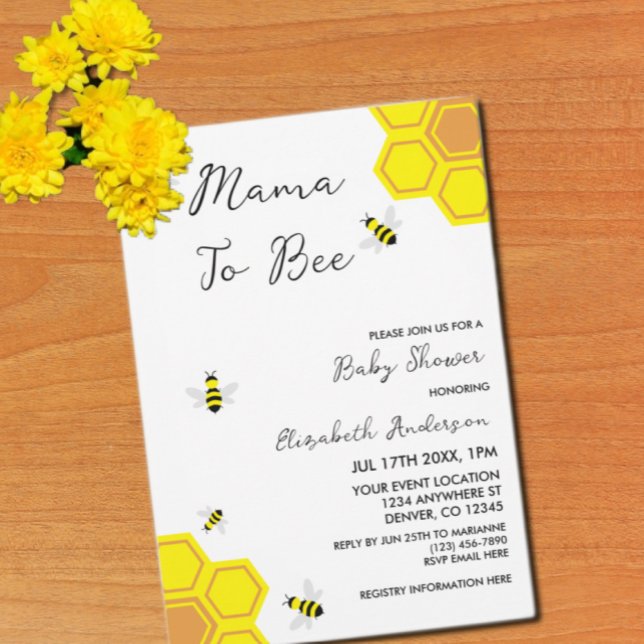 Invitation Baby Shower Abeille (Créateur téléchargé)
