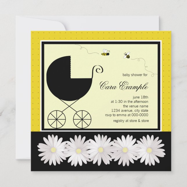 Invitation Baby Shower Abeille Bourdon (Devant)