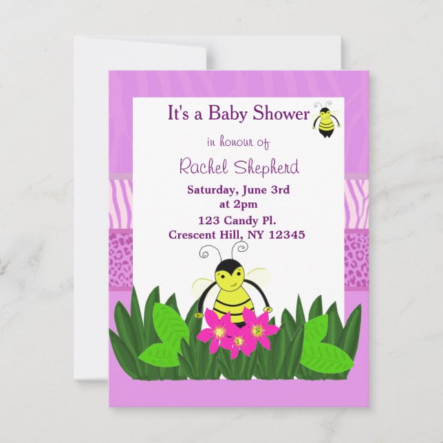 Invitation Baby Shower Abeille Bourdon (Devant)