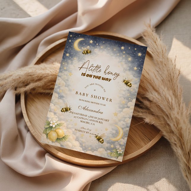 Invitation Baby Shower Abeille Céleste (Créateur téléchargé)